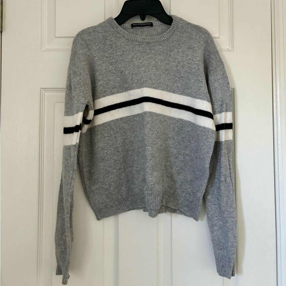 Brandy Melville gray sweater with single stripe in middle